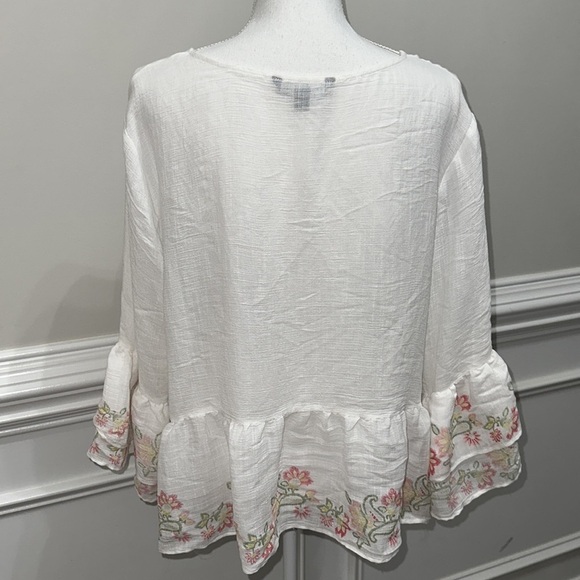 ZAC & RACHEL Sheer Floral Boho Bell Sleeve Oversized Blouse size XL - Picture 4 of 6
